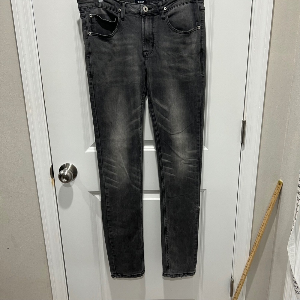 Hudson Mens Jeans Faded Whiskered Stretch Gray 31